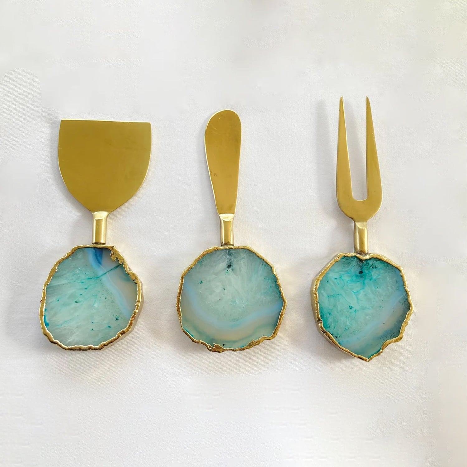 Kit 3 Facas para Queijo com Cabo de Ágata Aqua