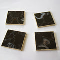 Porta-Copos de Ágata Preta | Kit 4 Peças Quadradas