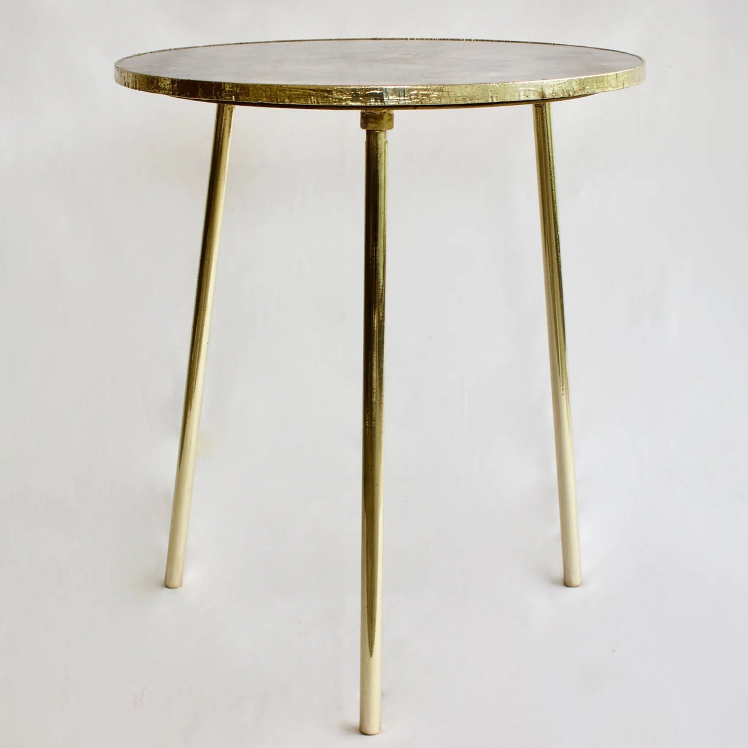 Mesa Lateral Redonda de Ágata Ametista | Artesanal com Base de Latão