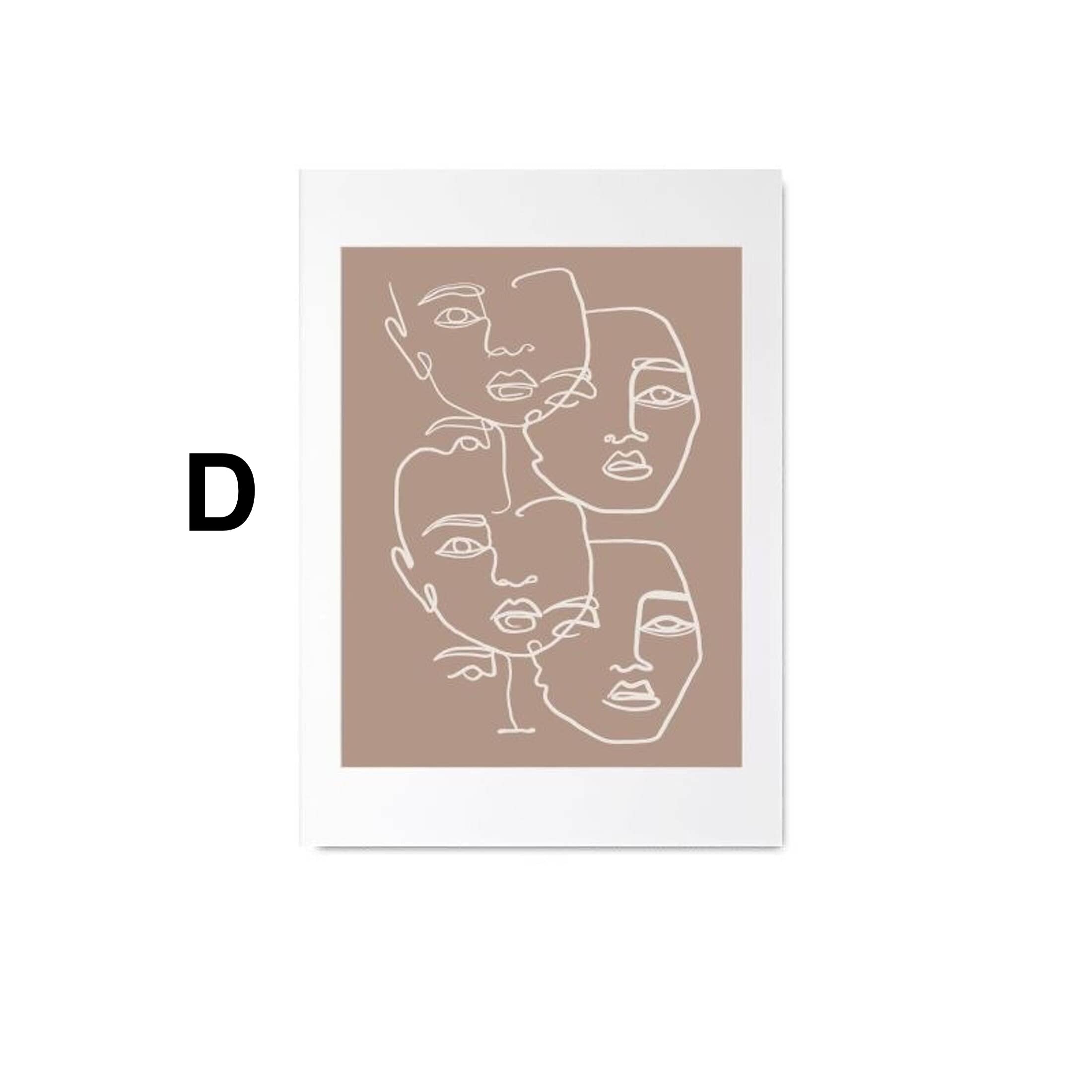 Poster Gesichter Linien und abstrakte Formen als Deko Print ohne Rahmen
