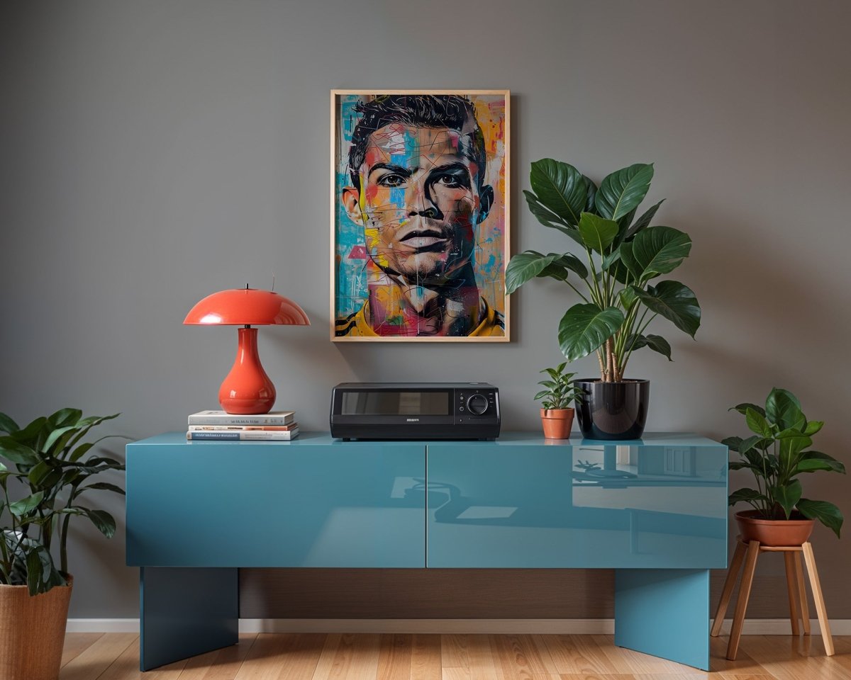 Street Art Fußball Legende Ronaldo · Pop Art Wandbild · Modernes Graffiti Poster ohne Rahmen