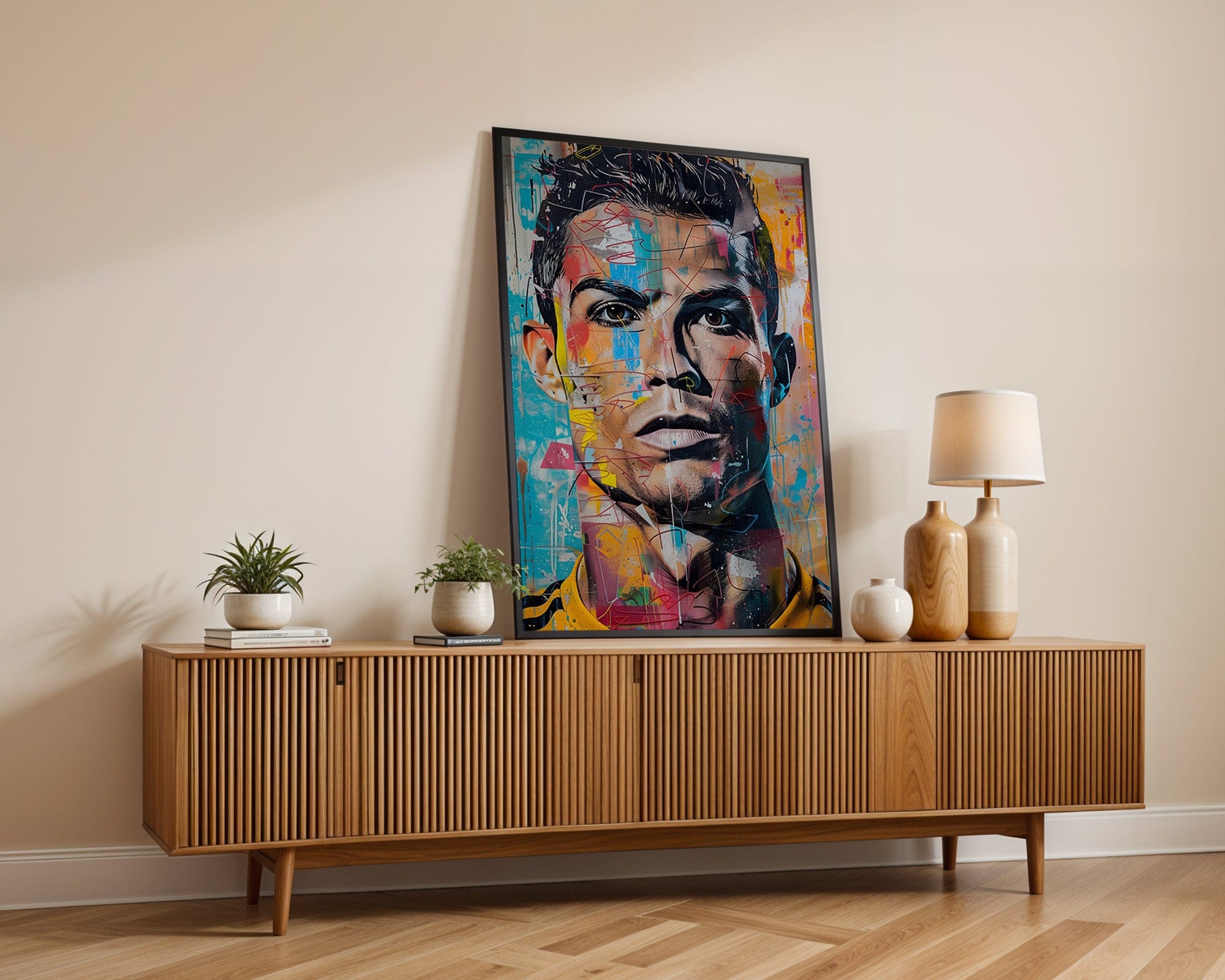 Street Art Fußball Legende Ronaldo · Pop Art Wandbild · Modernes Graffiti Poster ohne Rahmen