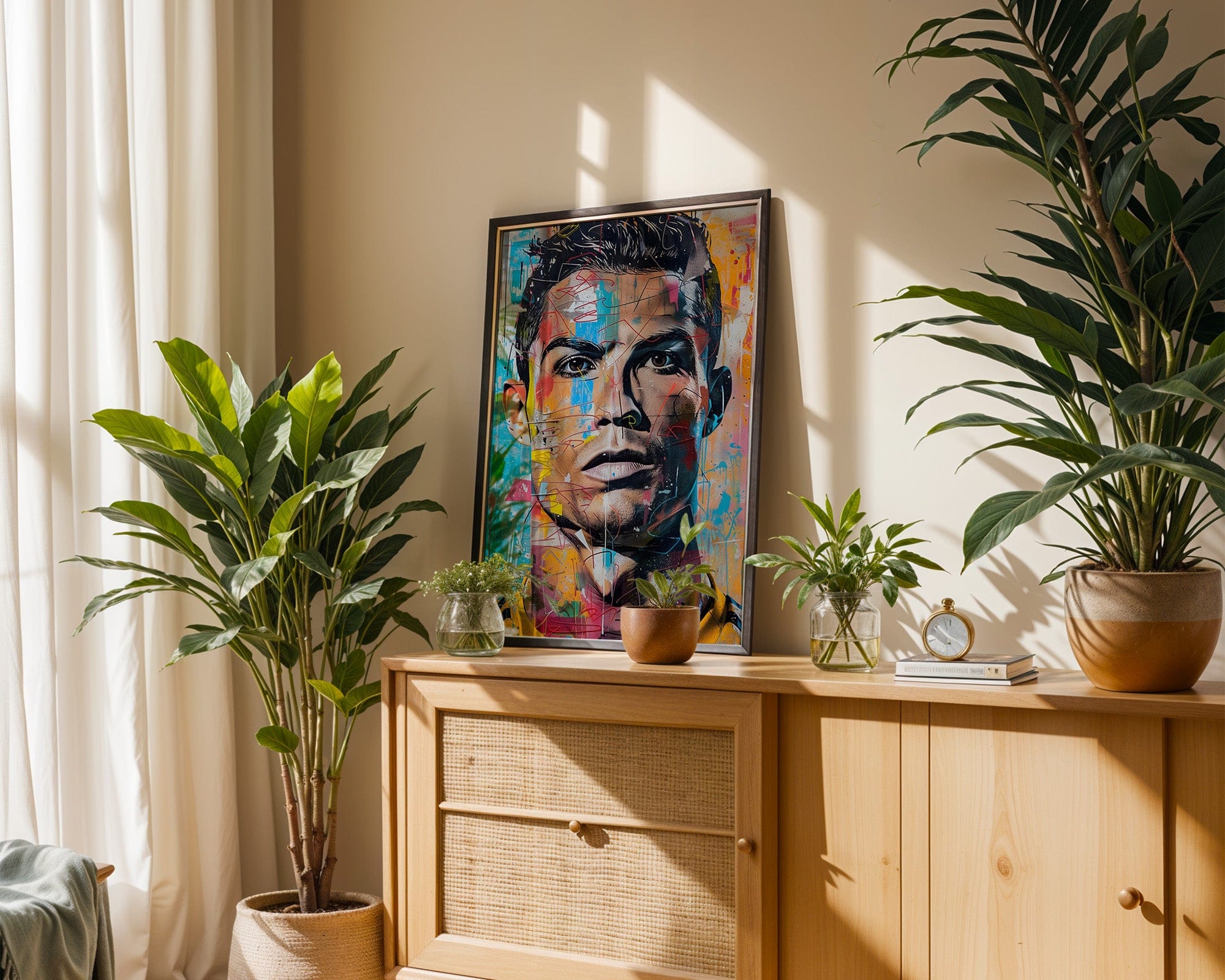 Street Art Fußball Legende Ronaldo · Pop Art Wandbild · Modernes Graffiti Poster ohne Rahmen
